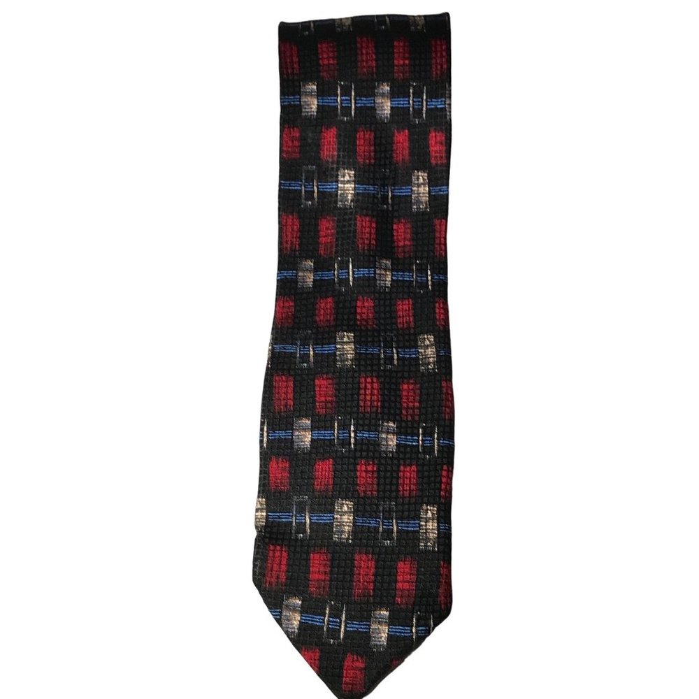 REPP LTD Executive Silk Absract Blue Red Grey Black Cream Neck Tie 66 x 3.5 Retr